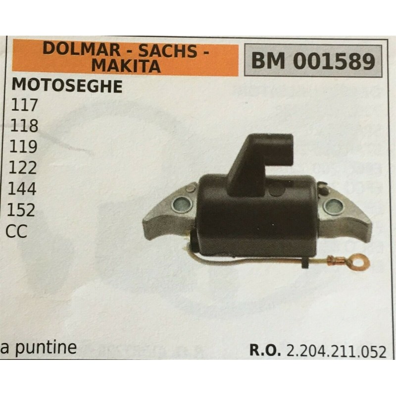 BOBINA BRUMAR ELETTRONICA DOLMAR  SACHS  MAKITA MOTOSEGHE 117 118 119 122 144 152 CC