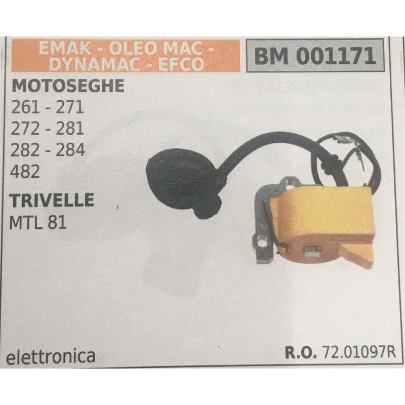 BOBINA BRUMAR ELETTRONICA EMAK  OLEO MAC  DYNAMAC  EFCO MOTOSEGHE 261  271 272  281 282  284 482 TRIVELLE MTL 81