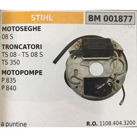 BOBINA BRUMAR A PUNTINE STIHL MOTOSEGHE 08 S TRONCATORI TS 08  TS 08 S TS 350 MOTOPOMPE P 835 P 840
