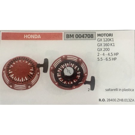 AVVIAMENTO COMPLETO BRUMAR HONDA MOTORI GX 120K1 GX 160K1 GX 200 2  4  45 HP 55  65 HP    2 saltarelli in plastica
