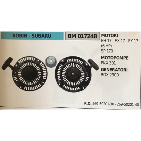 AVVIAMENTO COMPLETO BRUMAR ROBIN  SUBARU MOTORI EH 17  EX 17  EY 17 (6 HP) SP 170 MOTOPOMPE PKX 301 GENERATORI RGX 2900