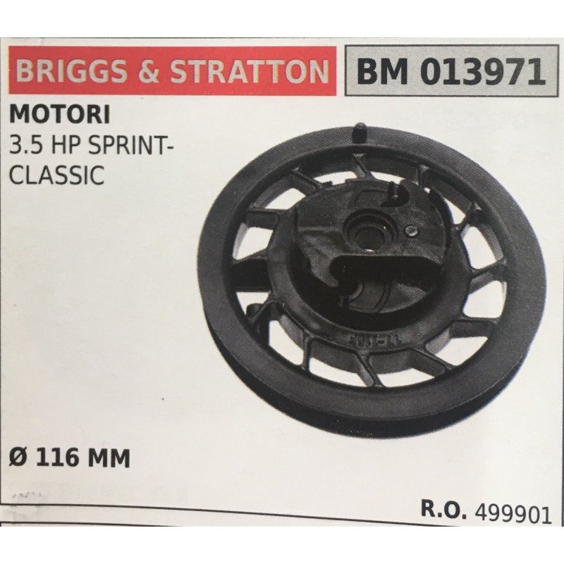 PULEGGIA AVVIAMENTO BRUMAR BRIGGS & STRATTON MOTORI 35 HP SPRING  CLASSIC    Ø 116 MM