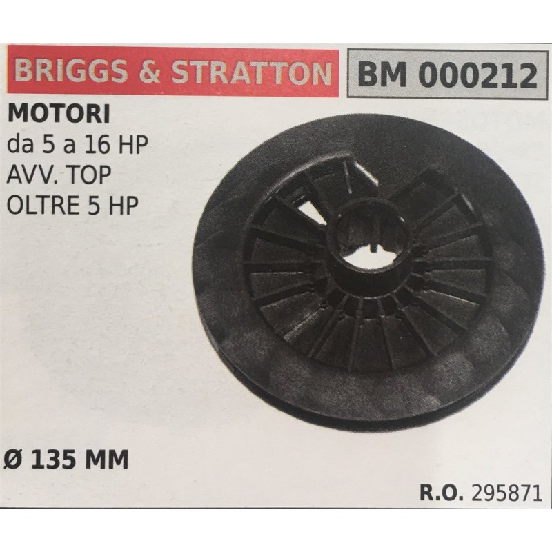 PULEGGIA AVVIAMENTO BRUMAR BRIGGS & STRATTON MOTORI da 5 a 16 HP AVV TOP OLTRE 5 HP    Ø 135 MM