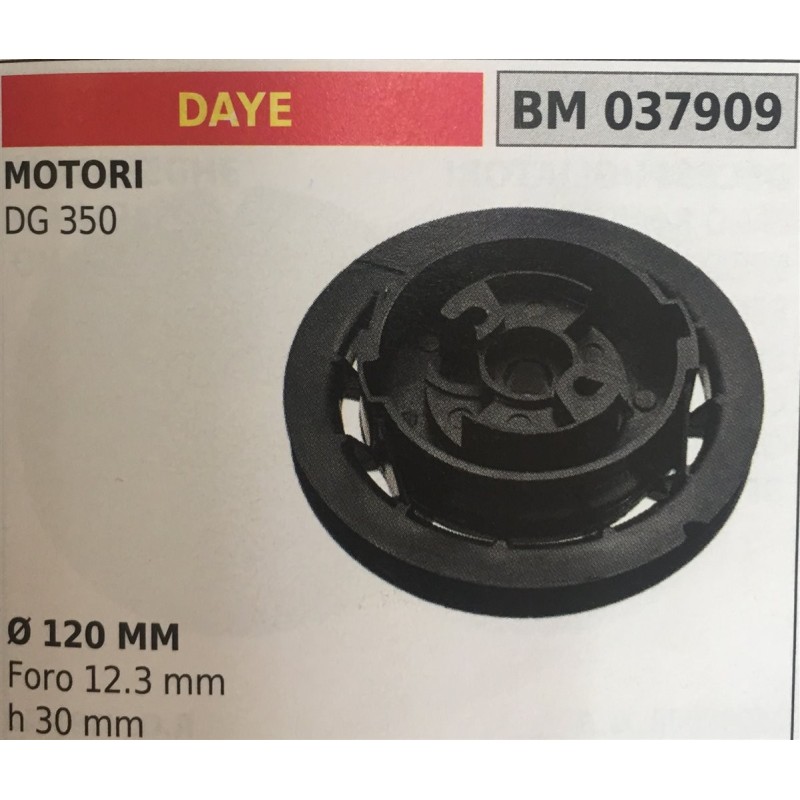 PULEGGIA AVVIAMENTO BRUMAR DAYE MOTORI DG 350   Ø 120 MM Foro 123 mm h 30mm