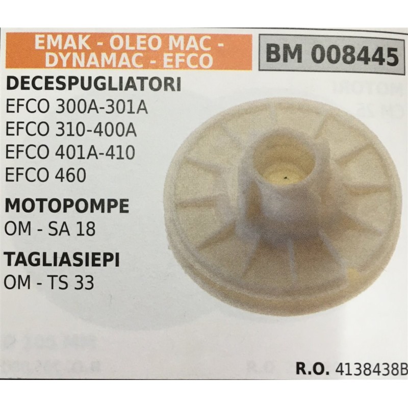 PULEGGIA AVVIAMENTO BRUMAR EMAK  OLEO MAC  DYNAMAC  EFCO DECESPUGLIATORI EFCO 300A301A EFCO 310400A EFCO 401A410 EFCO 460 MOTOP