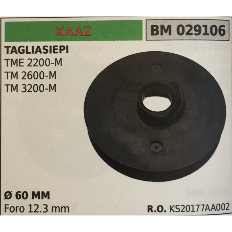 PULEGGIA AVVIAMENTO BRUMAR KAAZ TAGLIASIEPI TME 2200M TM 2600M TM 3200M    Ø 60 MM foro 123 mm