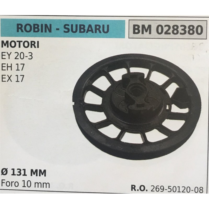 PULEGGIA AVVIAMENTO BRUMAR ROBIN  SUBARU MOTORI EY 203 EH 17 EX 17    Ø 131 MM foro 10 mm