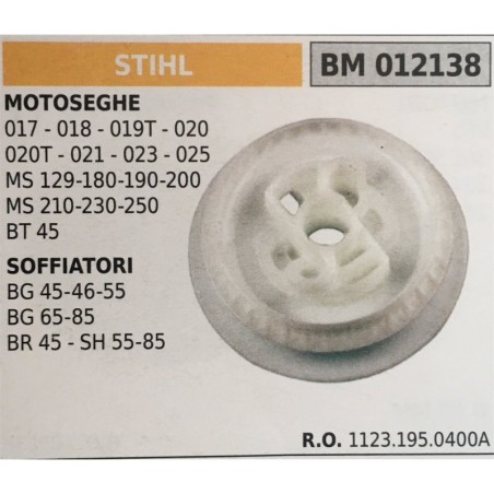 PULEGGIA AVVIAMENTO BRUMAR STIHL MOTOSEGHE 017  018  019T  020  020T  021  023  025 MS 129180190200 MS 210230250 BT 45 SOFFIATO
