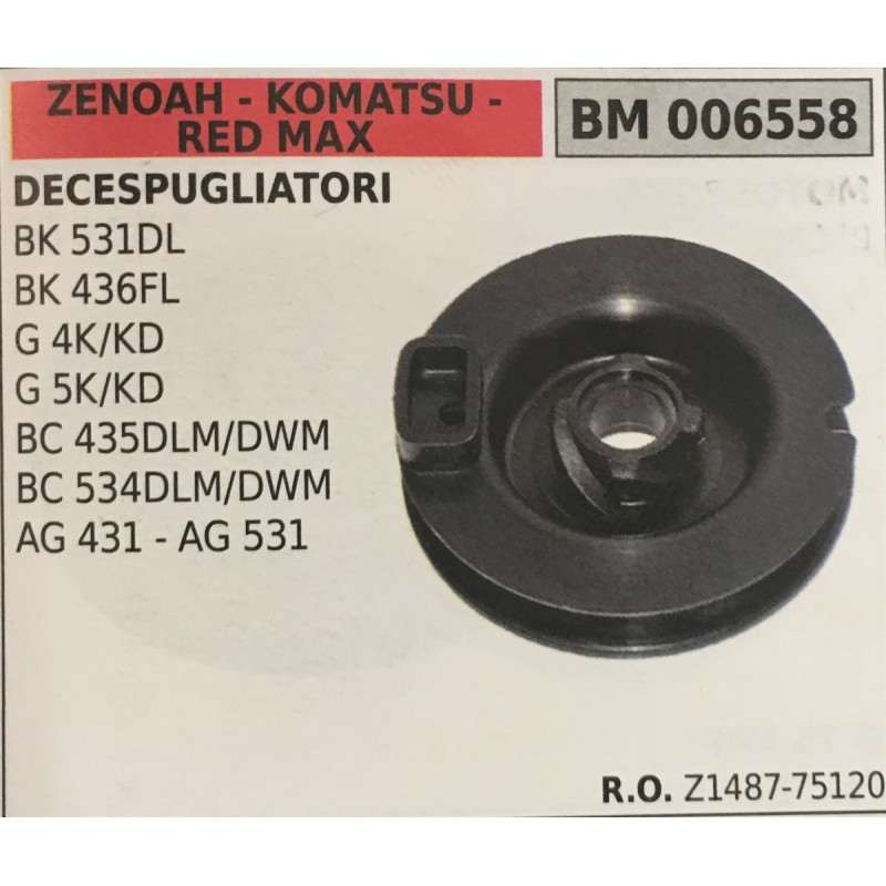 PULEGGIA AVVIAMENTO BRUMAR ZENOAH  KOMATSU  RED MAX DECESPUGLIATORI BK 531DL BK 436FL G 4KKD G 5KKD BC 435 DLMDWM BC 534 DLMDWM