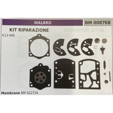 BRUMAR MEMBRANAKIT RIPARAZIONE WALBRO  KIT RIPARAZIONE K13WB  MEMBRANE BM 022724
