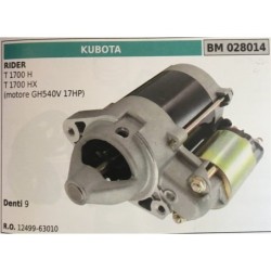 MOTORINO AVVIAMENTO BRUMAR KUBOTA RIDER T 1700 H T 1700 HX (motore GH540V 17 HP)    DENTI 9