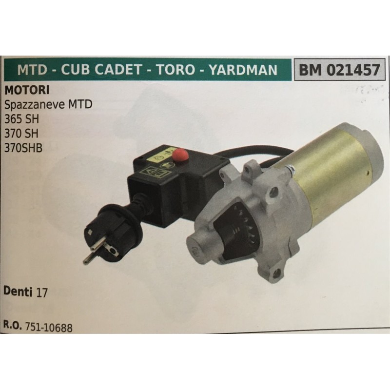 MOTORINO AVVIAMENTO BRUMAR MTD  CUB CADET  TORO  YARDMAN MOTORI Spazzaneve MTD 365 SH 370 SH 370SHB    DENTI 17