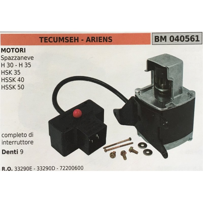 MOTORINO AVVIAMENTO BRUMAR TECUMSEH  ARIENS MOTORI Spazzaneve H 30  H 35 HSK 35 HSSK 40 HSSK 50    completo di interruttore DEN
