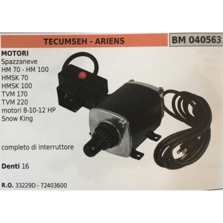 MOTORINO AVVIAMENTO BRUMAR TECUMSEH  ARIENS MOTORI Spazzaneve HM 70  HM 100 HMSK 70 HMSK 100 TVM 170 TVM 220 motori 81012 HP Sn