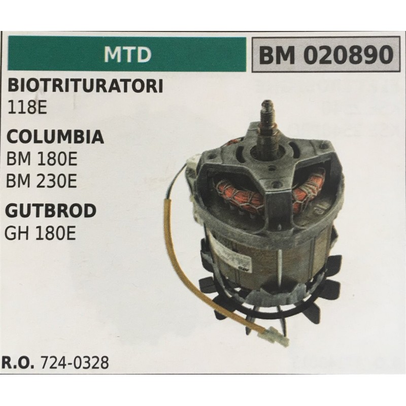 MOTORE ELETTRICO BRUMAR MTD BIOTRITURATORI 118E COLUMBIA BM 180E BM 230E GUTBROD GH 180E