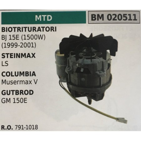 MOTORE ELETTRICO BRUMAR MTD BIOTRITURATORI BJ 15E (1500W) (19992001) STEINMAX LS COLUMBIA Musermax V GUTBROD GM 150E