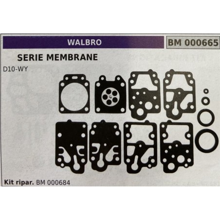 BRUMAR MEMBRANAKIT RIPARAZIONE WALBRO  SERIE MEMBRANE D10WY  Kit ripar BM 000684