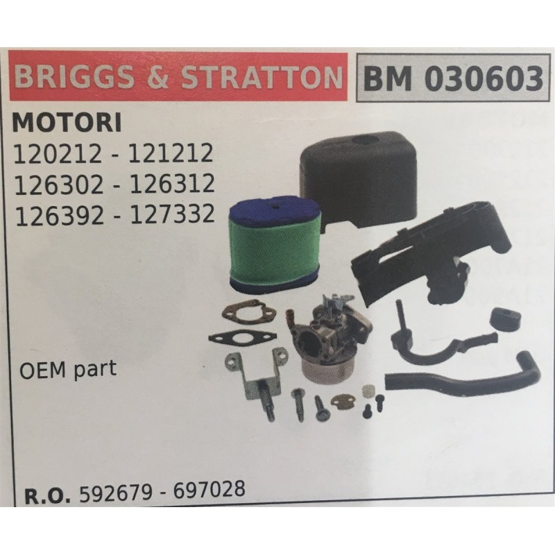 CARBURATORE A VASCHETTA BRUMAR BRIGGS&STRATTON MOTORI 120212  121212 126302  126312 126392  127332    OEM part