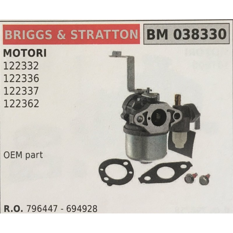 CARBURATORE A VASCHETTA BRUMAR BRIGGS&STRATTON MOTORI 122332 122336 122337 122362    OEM part