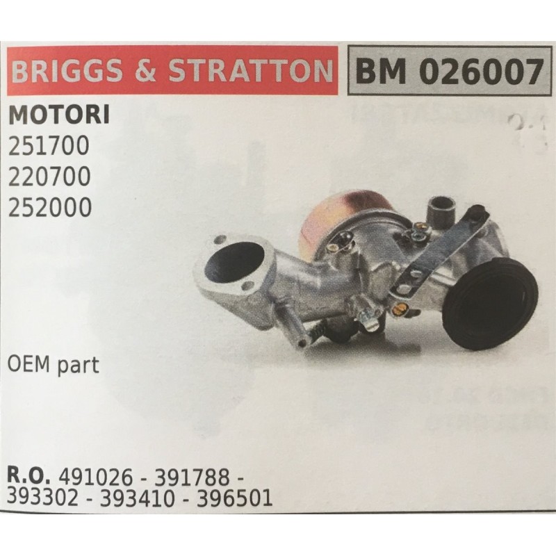 CARBURATORE A VASCHETTA BRUMAR BRIGGS&STRATTON MOTORI 251700 220700 252000    OEM part