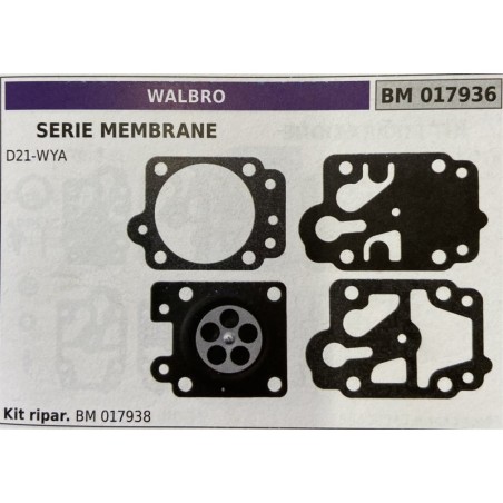 BRUMAR MEMBRANAKIT RIPARAZIONE WALBRO  SERIE MEMBRANE D21WYA  Kit ripar BM 017938