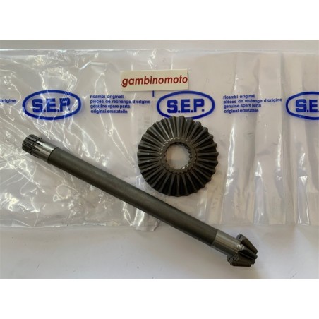 COPPIA CONICA MOTOCOLTIVATORE SEP 1000 2 + 1 DENTI PIGNONE 8 DENTI CORONA 27