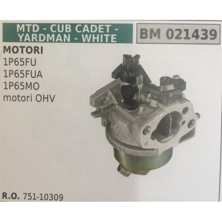 CARBURATORE A VASCHETTA BRUMAR MTD  CUB CADET  YARDMAN  WHITE MOTORI  1P65FU 1P65FUA 1P65MO motori OHV