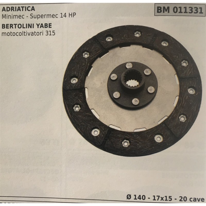 FRIZIONE AGRICOLA COMPLETA BRUMAR ADRIATICA Minimec  Supermec 14 HP BERTOLINI YABE motocoltivatori 315    Ø 140  17X15  20 cave