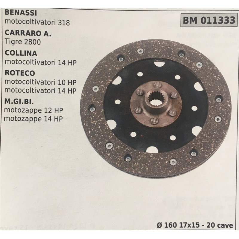 FRIZIONE AGRICOLA COMPLETA BRUMAR BENASSI motocoltivatori 318 CARRARO A  Tigre 2800 COLLINA motocoltivatori 14 HP ROTECO motoco
