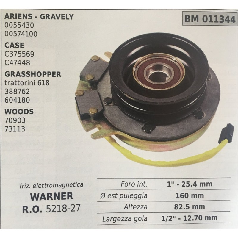 FRIZIONE ELETTROMAGNETICA BRUMAR WARNER ARIENS  GRAVELY 0055430 00574100 CASE  C375569 C47448 GRASSHOPPER trattorini 618 388762