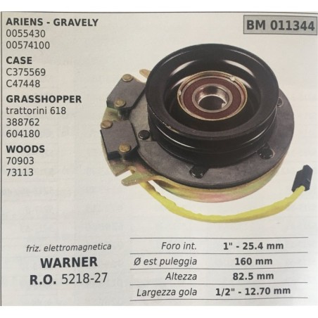 FRIZIONE ELETTROMAGNETICA BRUMAR WARNER ARIENS  GRAVELY 0055430 00574100 CASE  C375569 C47448 GRASSHOPPER trattorini 618 388762