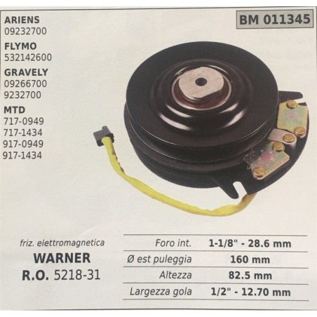 FRIZIONE ELETTROMAGNETICA BRUMAR WARNER ARIENS  09232700 FLYMO 532142600 GRAVELY 09266700 9232700 MTD 7170949 7171434 9170949 9