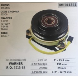 FRIZIONE ELETTROMAGNETICA BRUMAR WARNER ARIENS  3450500 DIXIE CHOPPER 50300 SNAPPER 79197 7079197 79446 79446 TORO 116277    fo