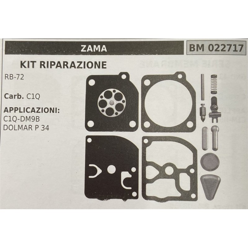 BRUMAR MEMBRANAKIT RIPARAZIONE ZAMA  KIT RIPARAZIONE RB72  Carb C1Q  APPLICAZIONI: C1QDM98 DOLMAR P 34  Membrane