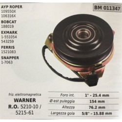 FRIZIONE ELETTROMAGNETICA BRUMAR WARNER AYP ROPER 109550X 106316X BOBCAT 188019 EXMARK 1551054 543259 FERRIS 1521083 SNAPPER 17