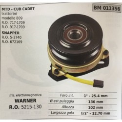 FRIZIONE ELETTROMAGNETICA BRUMAR WARNER MTD  CUB CADET trattorini  modello 809 RO 7171709 RO 9171709 SNAPPER RO 53740 RO 672169