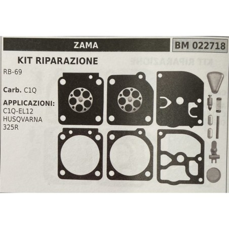 BRUMAR MEMBRANAKIT RIPARAZIONE ZAMA  KIT RIPARAZIONE RB69  Carb C1Q  APPLICAZIONI: C1QEL12 HUSQVARNA 325R  Membrane