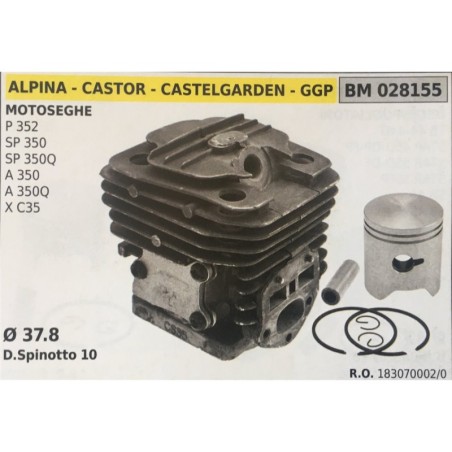 CILINDRO COMPLETO DI PISTONE E SEGMENTI BRUMAR  ALPINA  CASTOR  CASTELGARDEN  GGP MOTOSEGHE P 352 SP 350 SP 350Q A 350 A 350Q X