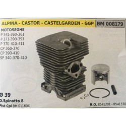 CILINDRO COMPLETO DI PISTONE E SEGMENTI BRUMAR  ALPINA  CASTOR  CASTELGARDEN  GGP MOTOSEGHE P 341360361 P 371390391 P 370410411