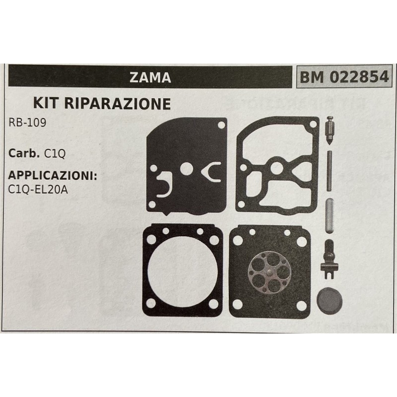 BRUMAR MEMBRANAKIT RIPARAZIONE ZAMA  KIT RIPARAZIONE RB109  Carb C1Q  APPLICAZIONI: C1QEL20A  Membrane