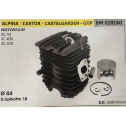 CILINDRO COMPLETO DI PISTONE E SEGMENTI BRUMAR  ALPINA  CASTOR  CASTELGARDEN  GGP MOTOSEGHE XC 44 XC 430 XC 470    Ø 44 DSpinot