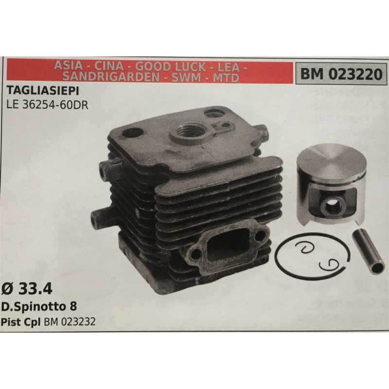 CILINDRO COMPLETO DI PISTONE E SEGMENTI BRUMAR  ASIA  CINA  GOOD LUCK  LEA  SANDRIGARDEN  SWM  MTD TAGLIASIEPI LE 3625460DR