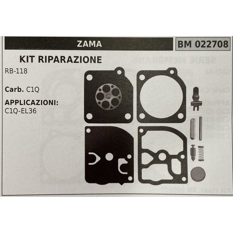BRUMAR MEMBRANAKIT RIPARAZIONE ZAMA  KIT RIPARAZIONE RB118  Carb C1Q  APPLICAZIONI: C1QEL36  Membrane