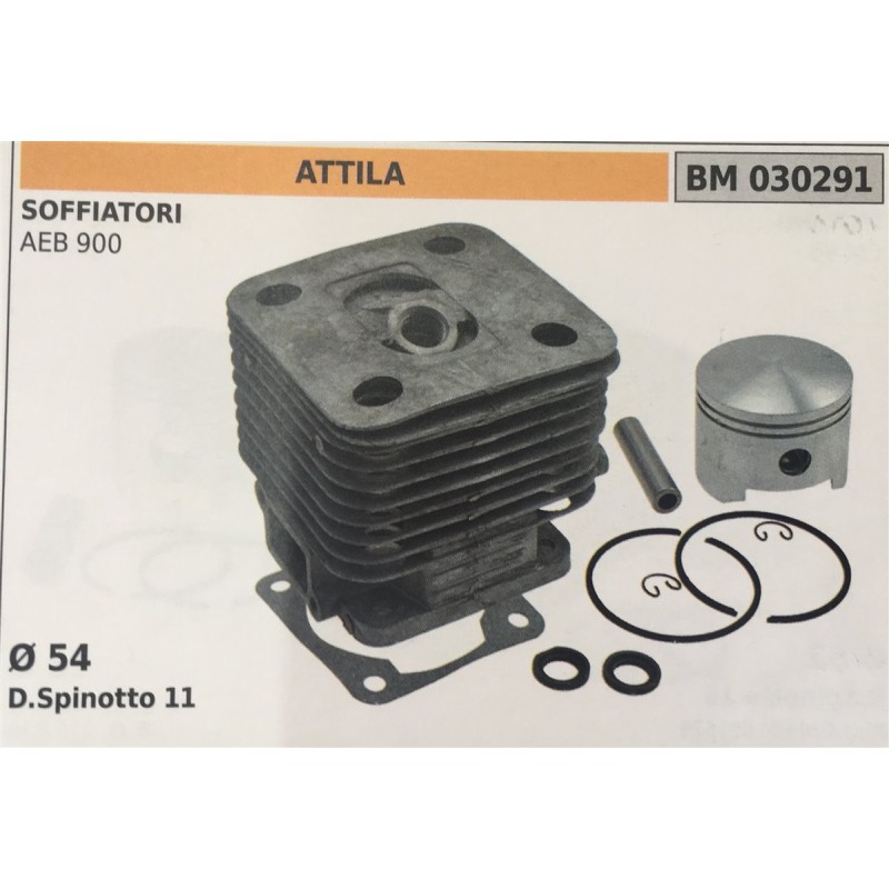 CILINDRO COMPLETO DI PISTONE E SEGMENTI BRUMAR  ATTILA SOFFIATORI AEB 900    Ø 54 DSpinotto 11