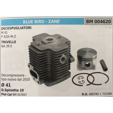CILINDRO COMPLETO DI PISTONE E SEGMENTI BRUMAR  BLUE BIRD  ZANE' DECESPUGLIATORI M 41 P 410iMZ TRIVELLE NA 39 E    Decompressor