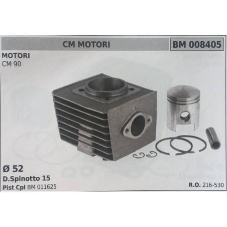 CILINDRO COMPLETO DI PISTONE E SEGMENTI BRUMAR  CM MOTORI MOTORI CM 90    Ø 52 DSpinotto 15 Pist Cpl BM 011625