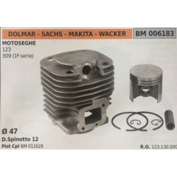 CILINDRO COMPLETO DI PISTONE E SEGMENTI BRUMAR  DOLMAR  SACHS  MAKITA  WACKER MOTOSEGHE 123 309 (1° serie)    Ø 47 DSpinotto 12
