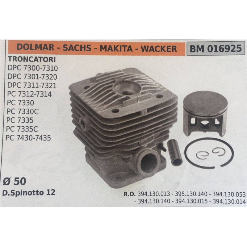 CILINDRO COMPLETO DI PISTONE E SEGMENTI BRUMAR  DOLMAR  SACHS  MAKITA  WACKER TRONCATORI DPC 73007310 DPC 73017320 DPC 73117321