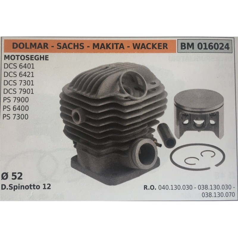 CILINDRO COMPLETO DI PISTONE E SEGMENTI BRUMAR  DOLMAR  SACHS  MAKITA  WACKER MOTOSEGHE DCS 6401 DCS 6421 DCS 7301 DCS 7901 PS