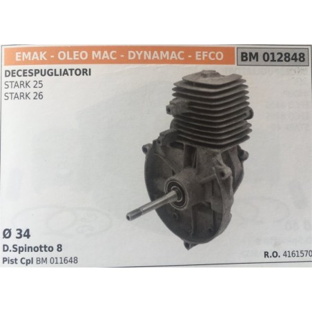 CILINDRO COMPLETO DI PISTONE E SEGMENTI BRUMAR  EMAK  OLEO MAC  DYNAMAC  EFCO DECESPUGLIATORI STARK 25 STARK 26    Ø 34 DSpinot